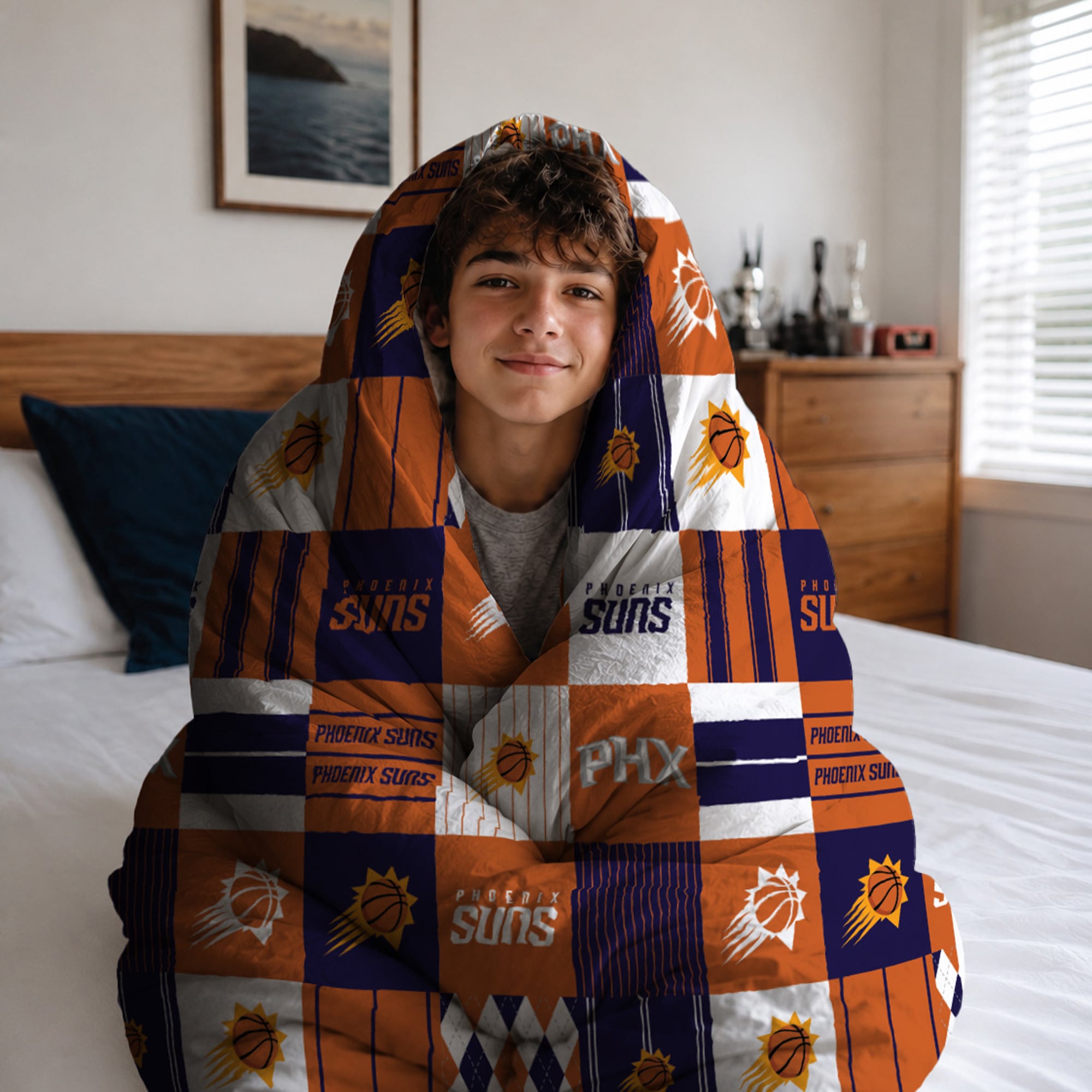 Ensemble de literie deux pièces à carreaux patchwork Pegasus Phoenix Suns pour lit simple/simple XL