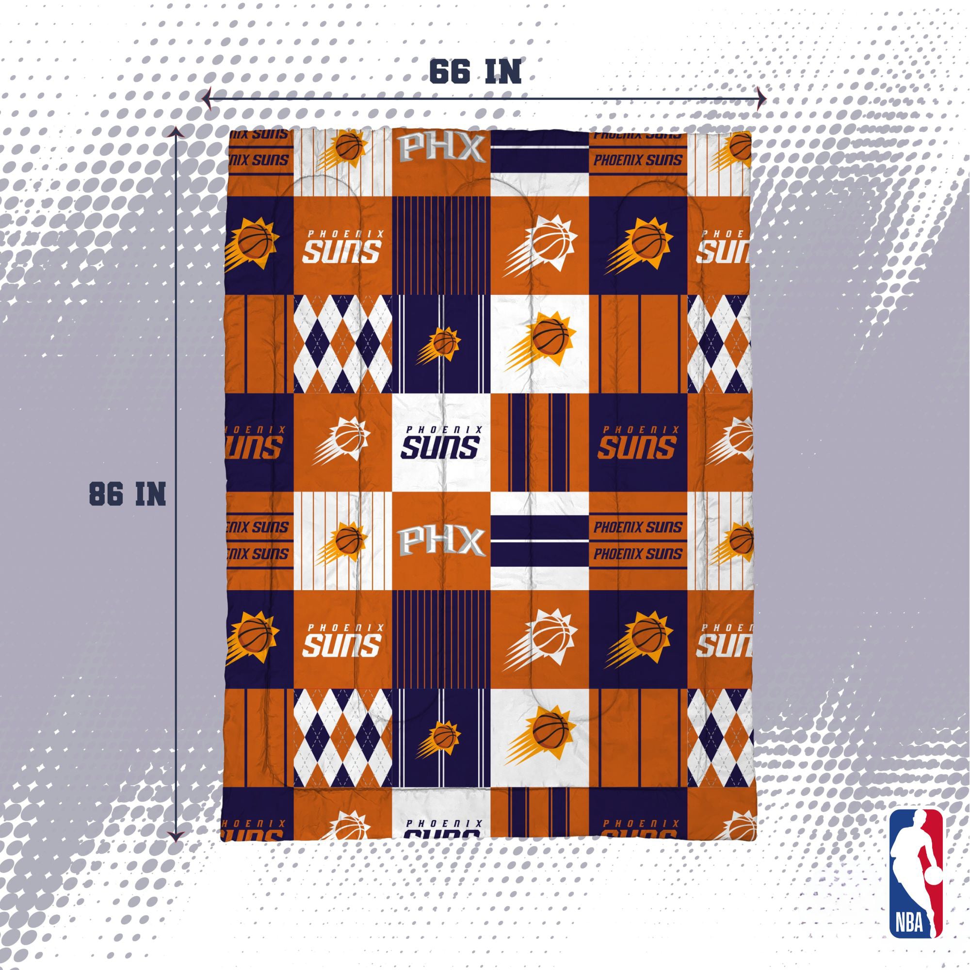 Ensemble de literie deux pièces à carreaux patchwork Pegasus Phoenix Suns pour lit simple/simple XL