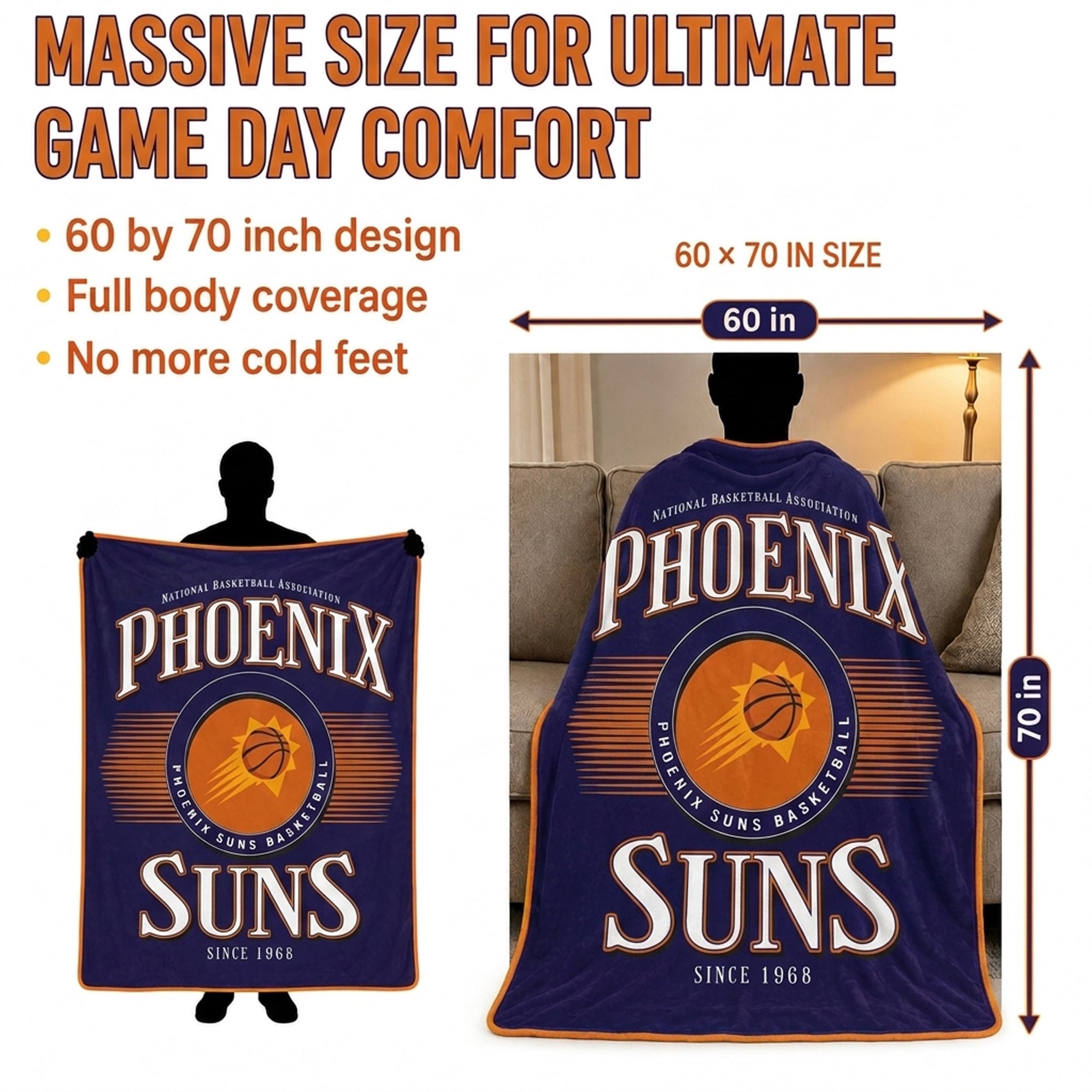 Pegasus Phoenix Suns Spotlight Arch 60" x 70" Ultra Soft Throw Blanket