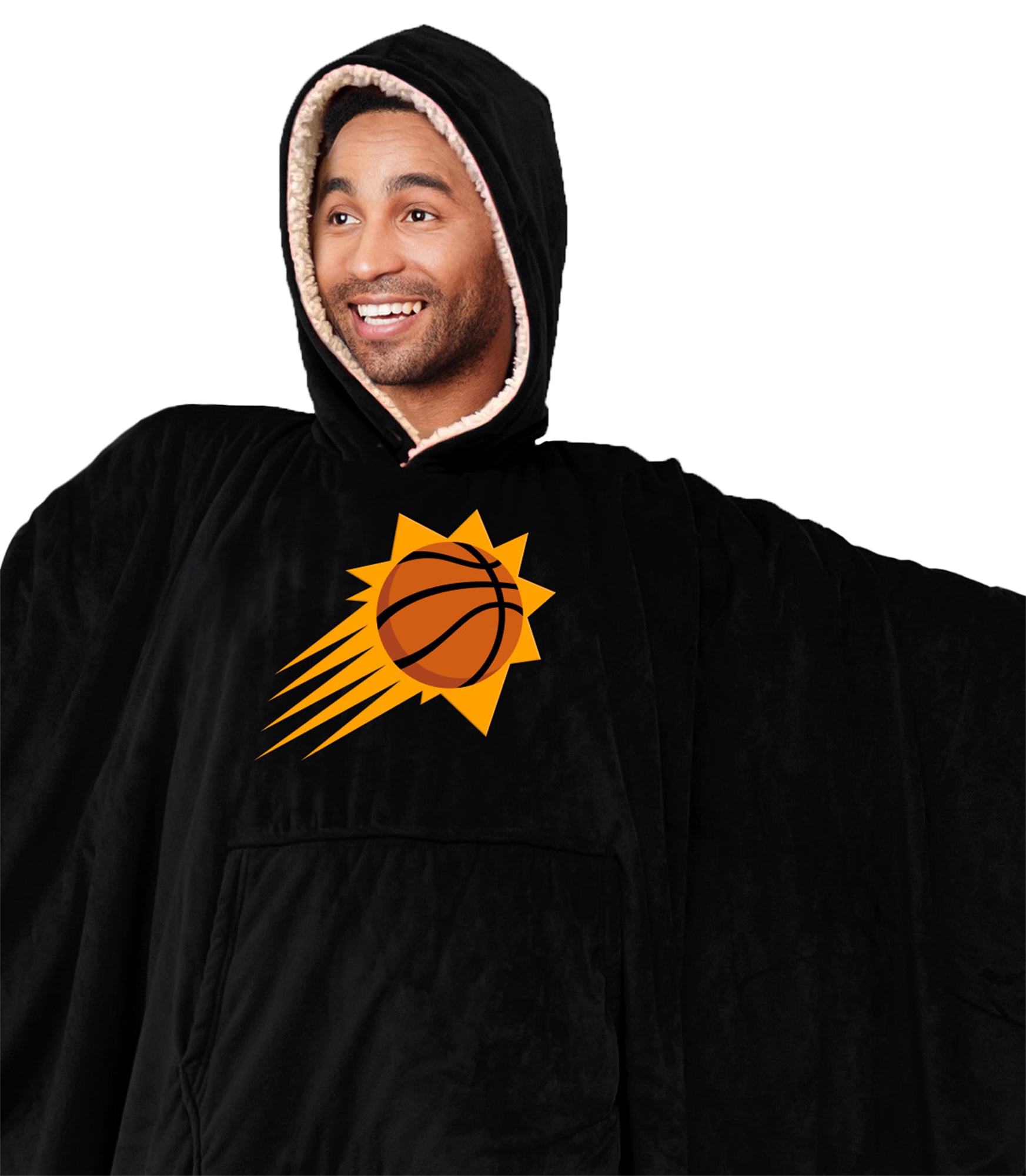 Bloncho aux couleurs de l'équipe, écusson logo Phoenix Suns, 152 x 203 cm, doublure sherpa