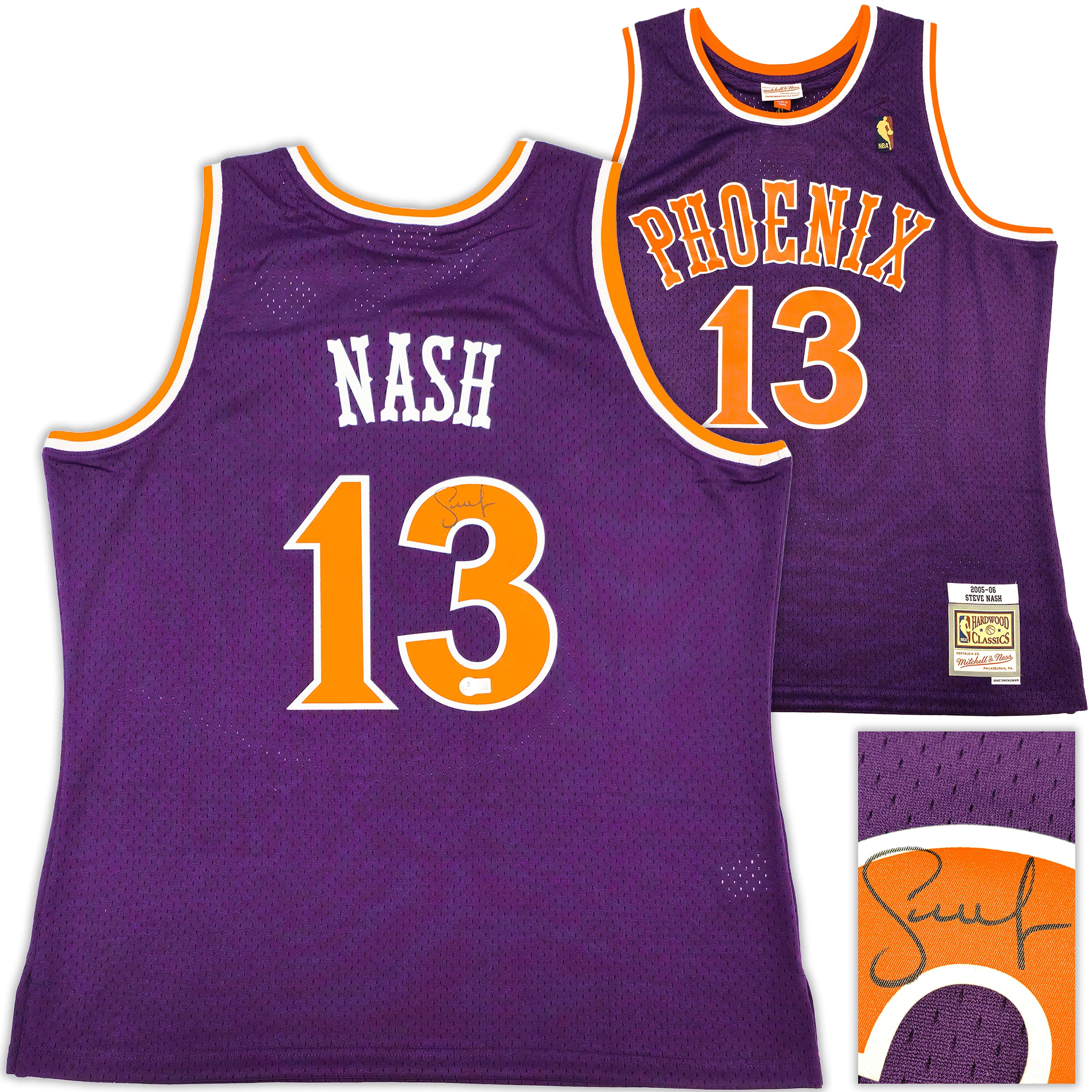 Phoenix Suns Steve Nash Autographed Purple Authentic Mitchell 