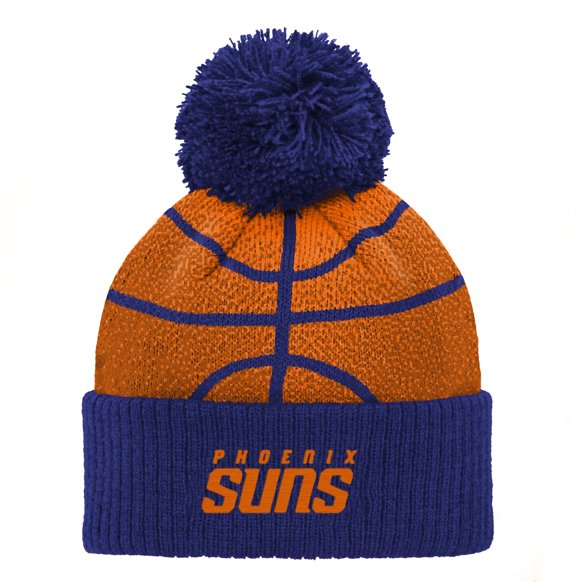 Bonnet tricoté à revers violet Phoenix Suns avec pompon, idéal pour les enfants d'âge préscolaire.