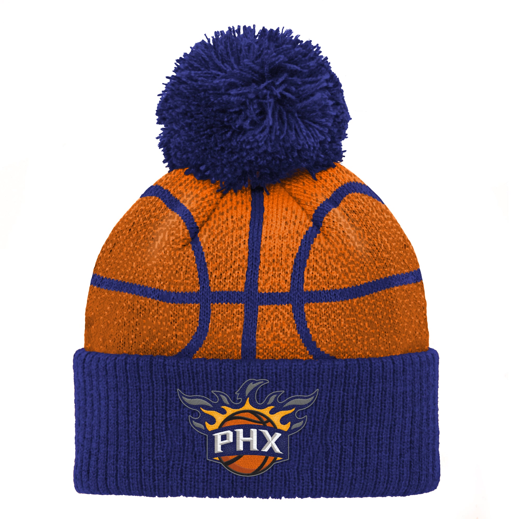 Bonnet tricoté à revers violet Phoenix Suns avec pompon, idéal pour les enfants d'âge préscolaire.