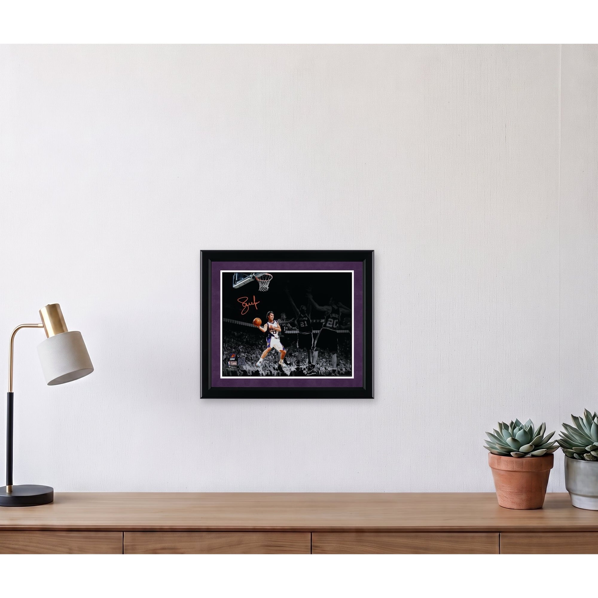 Steve Nash Phoenix Suns Autographed 11" x 14" Passing vs. San Antonio Spurs Spotlight Photograph - Signed in Orange Ink