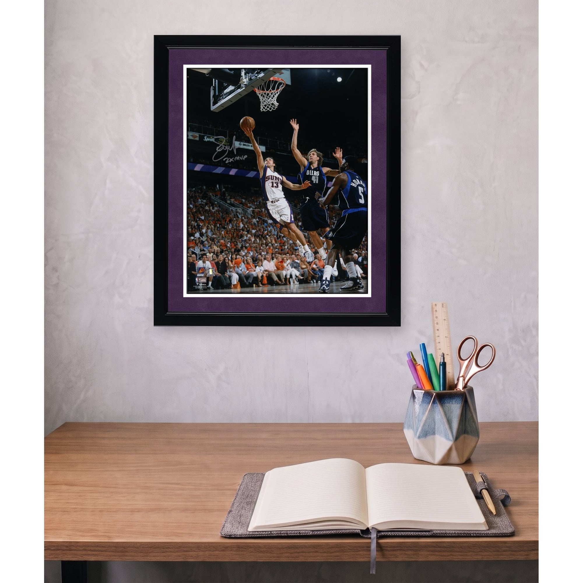 Steve Nash Phoenix Suns Autographed 16" x 20" Layup vs. Dallas Mavericks Photograph with "2x MVP" Inscription