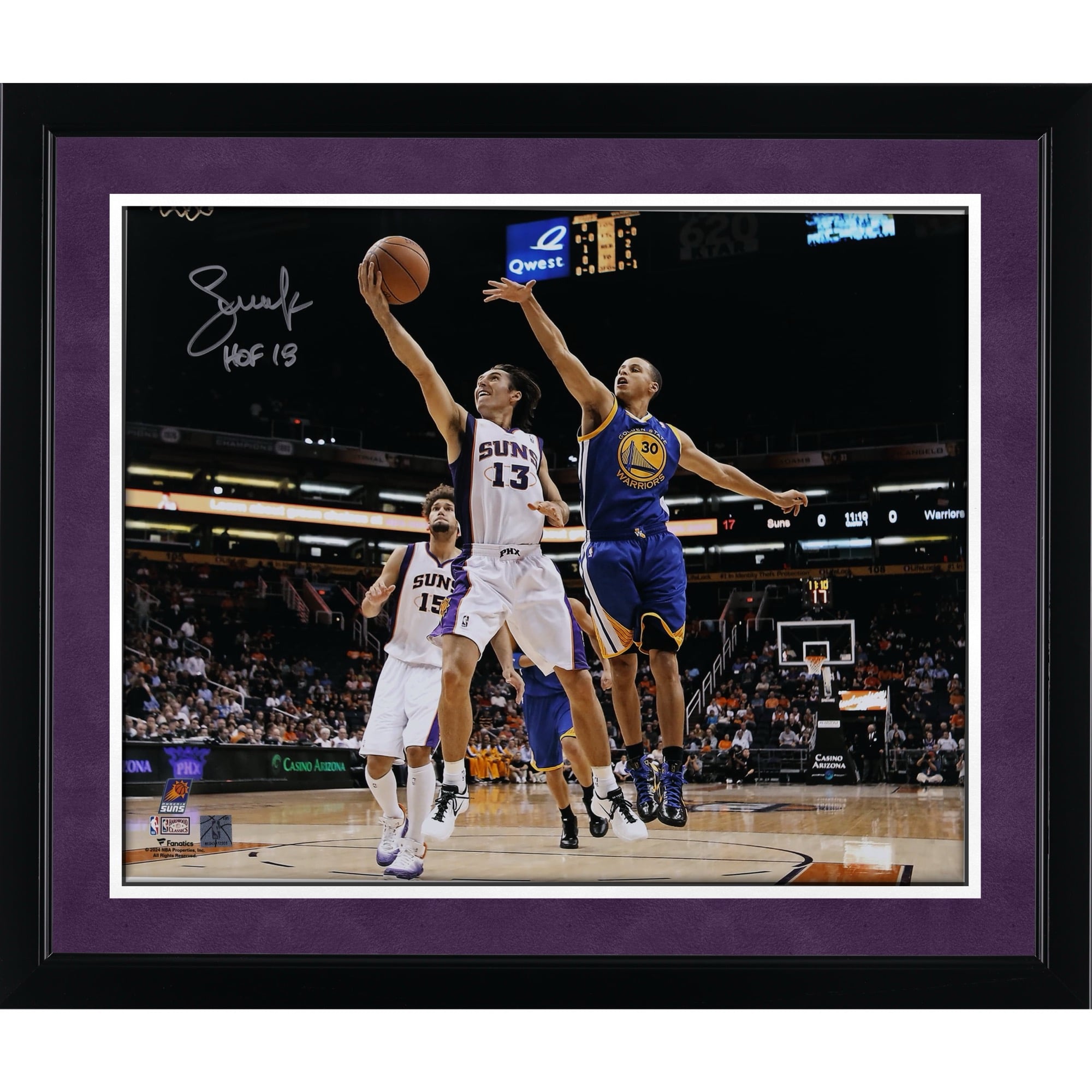 Steve Nash Phoenix Suns Autographed 16" x 20" Layup vs. Golden State Warriors Photograph with "HOF 18" Inscription