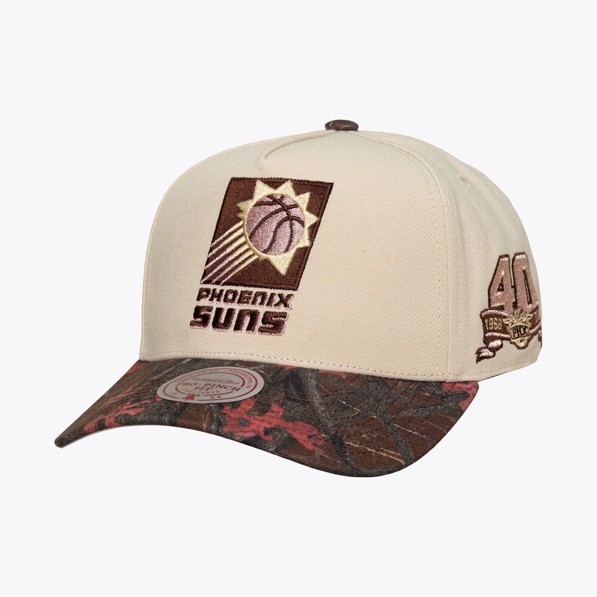 Casquette unisexe Mitchell & Ness crème Phoenix Suns Hardwood Classics rose automne Pro