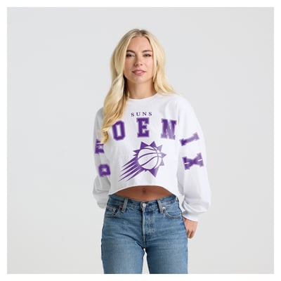 Phoenix Suns Fanatics Women's Spirit Jersey Cropped Long Sleeve T-Shirt - White