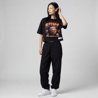  Phoenix Suns Mitchell & Ness Women's Street Graphic Boxy Crop T-Shirt - Black
