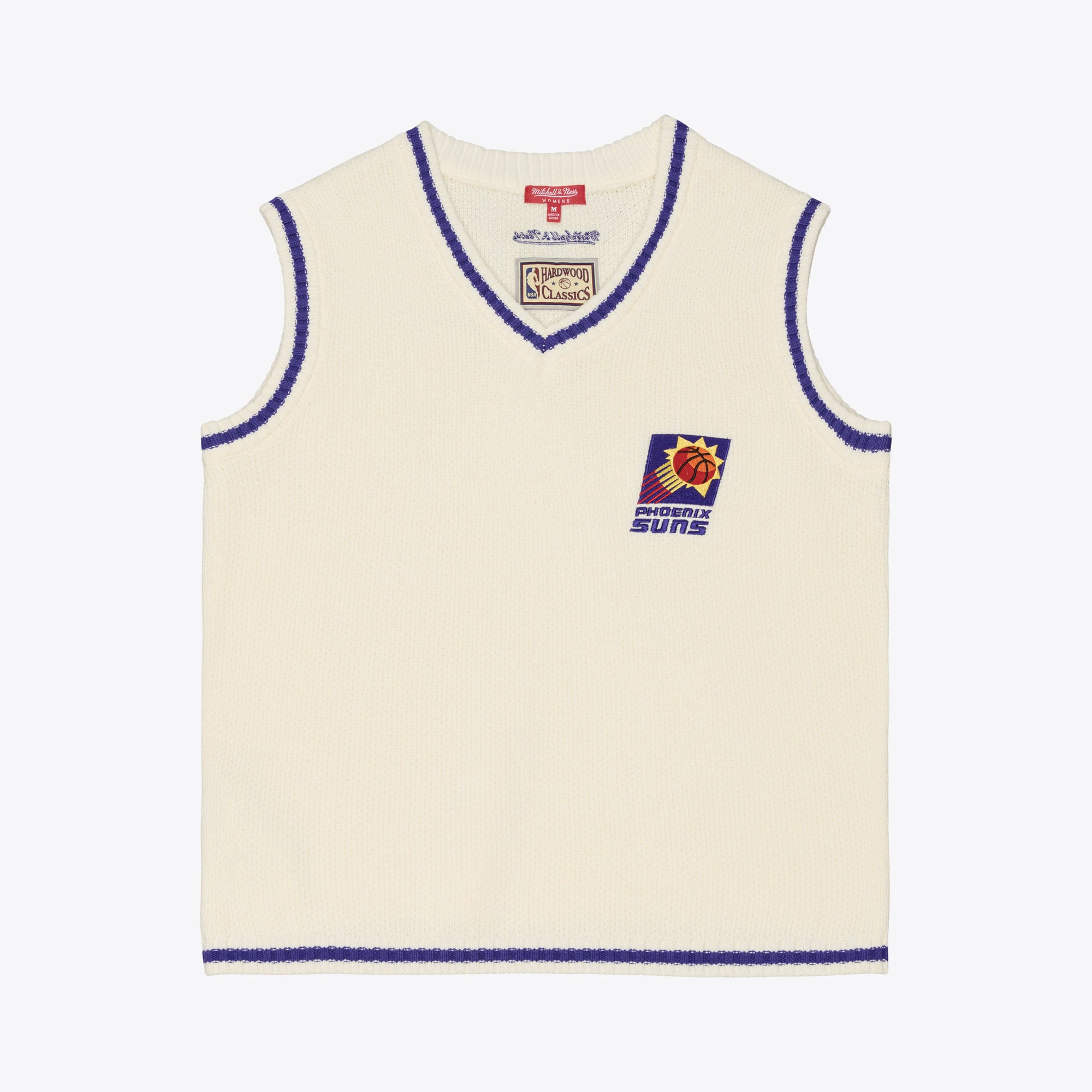 Women's Mitchell & Ness Cream Phoenix Suns Retro Roots V-Neck Sweater Vest