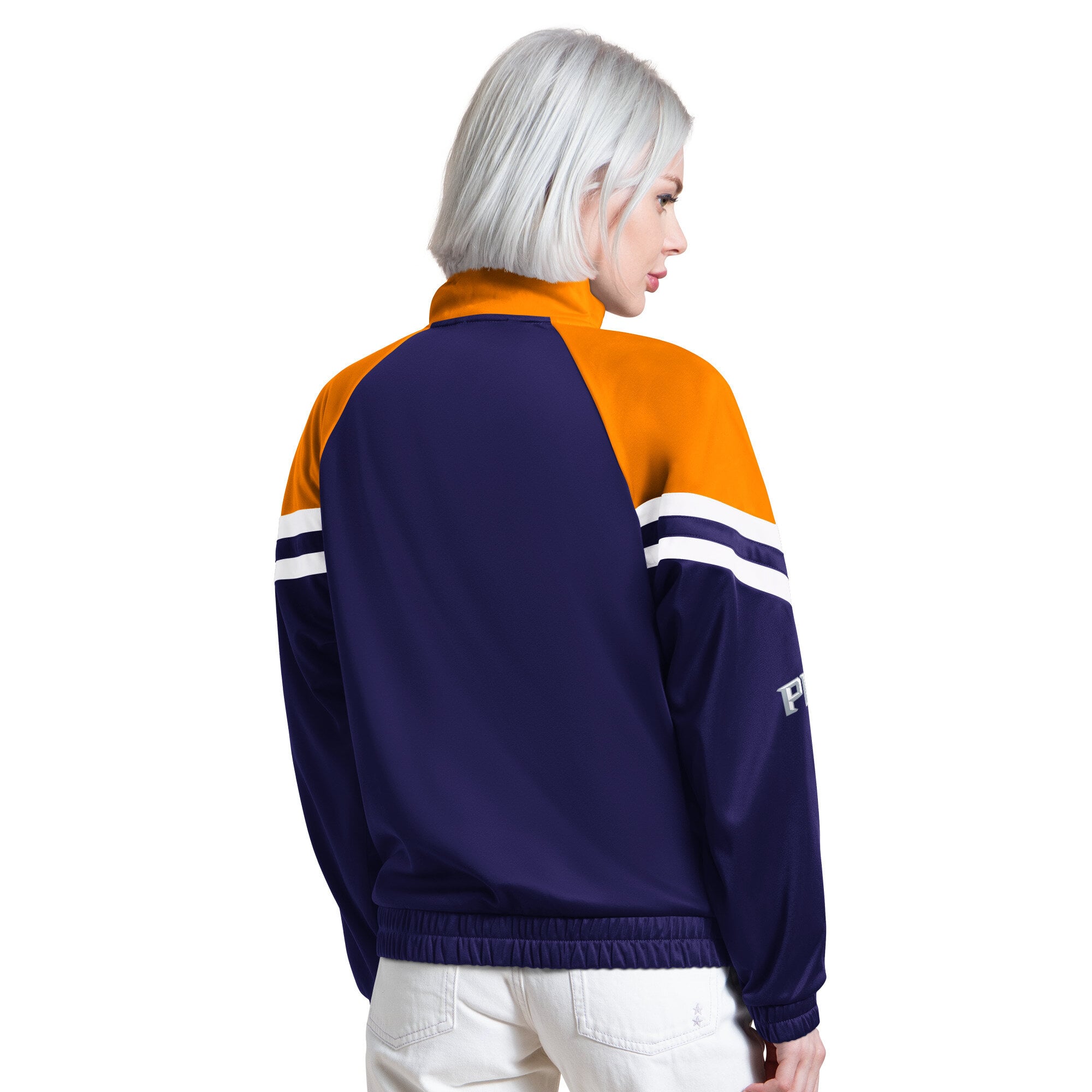 Veste de survêtement raglan zippée Starter violette pour femme, modèle Phoenix Suns Fan Club
