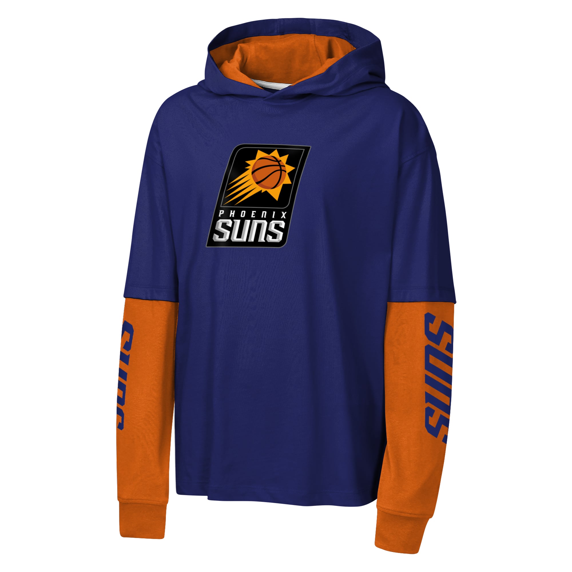 Youth Outerstuff Purple Phoenix Suns Double Nickel Oversized Faux 2fer Hooded T-Shirt
