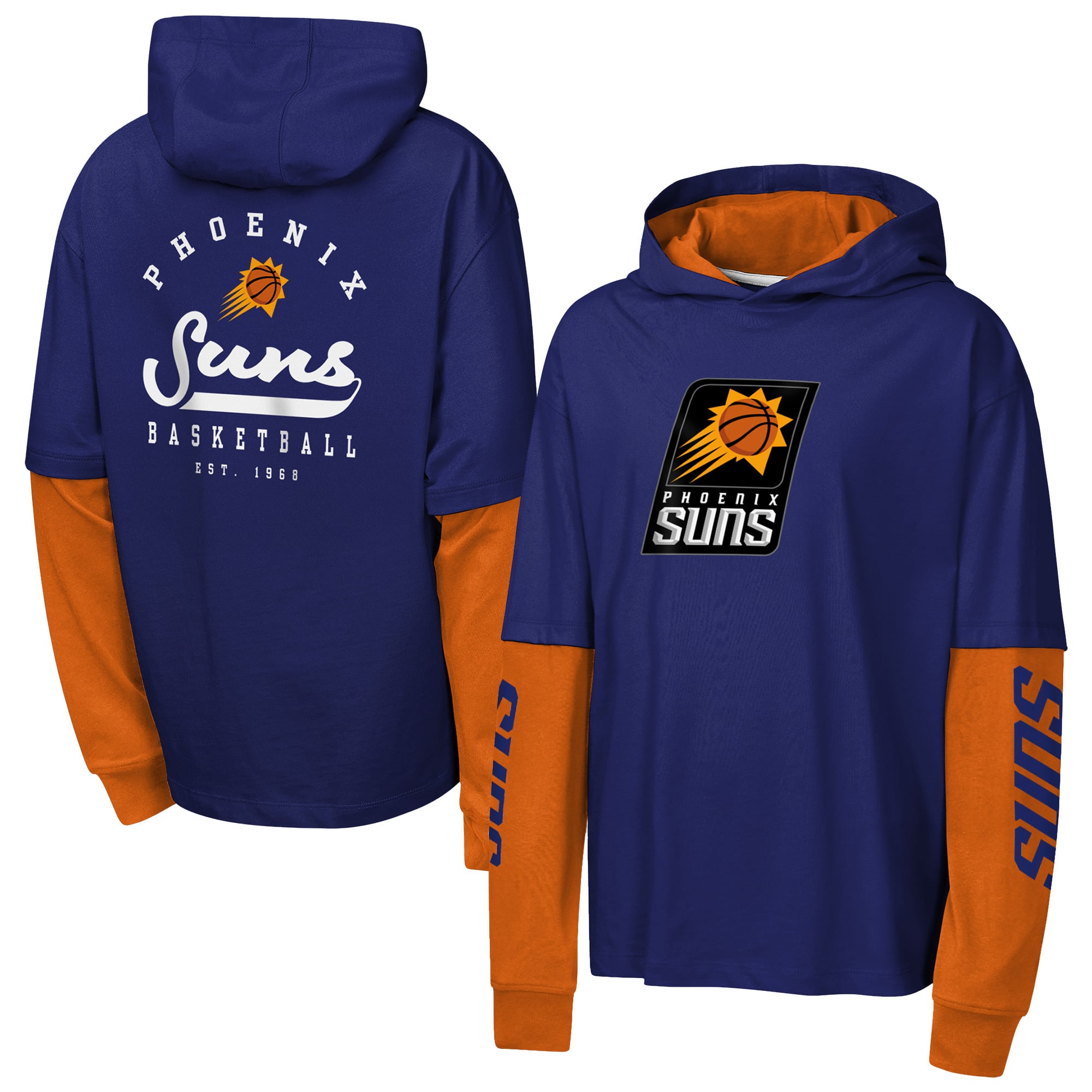 Youth Outerstuff Purple Phoenix Suns Double Nickel Oversized Faux 2fer Hooded T-Shirt