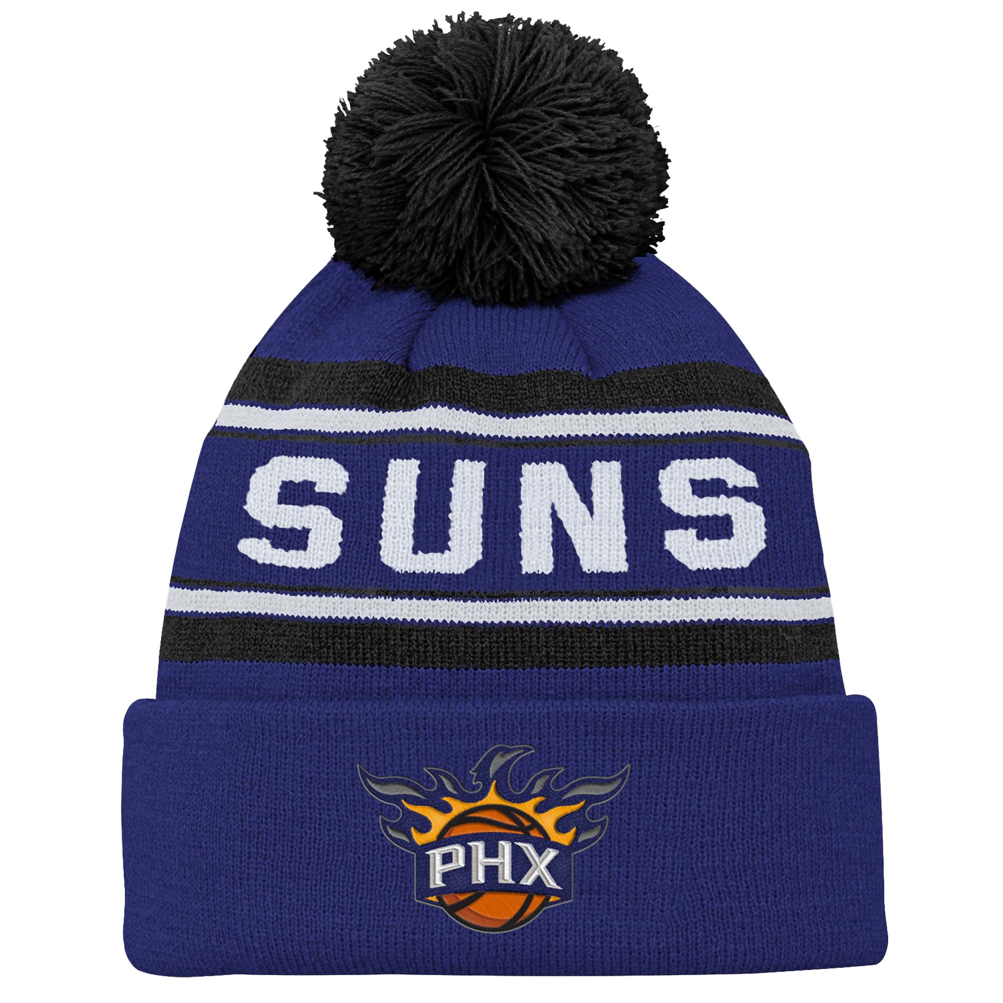 Bonnet en tricot à revers jacquard violet Phoenix Suns pour jeunes avec pompon