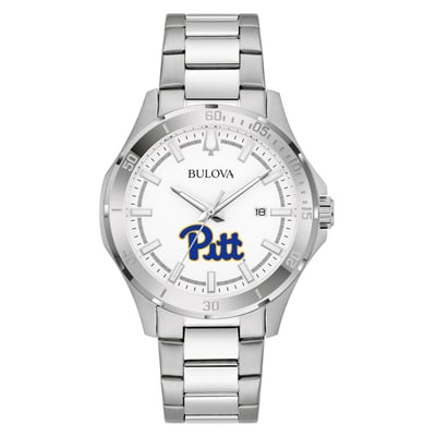 Pitt Panthers Bulova Stainless Steel Classic Sport Watch - Silver