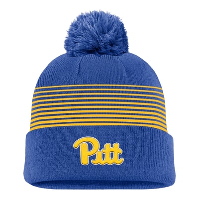 Pitt Panthers Nike 2026 On-Field Peak Cuffed Knit Hat with Pom - Royal