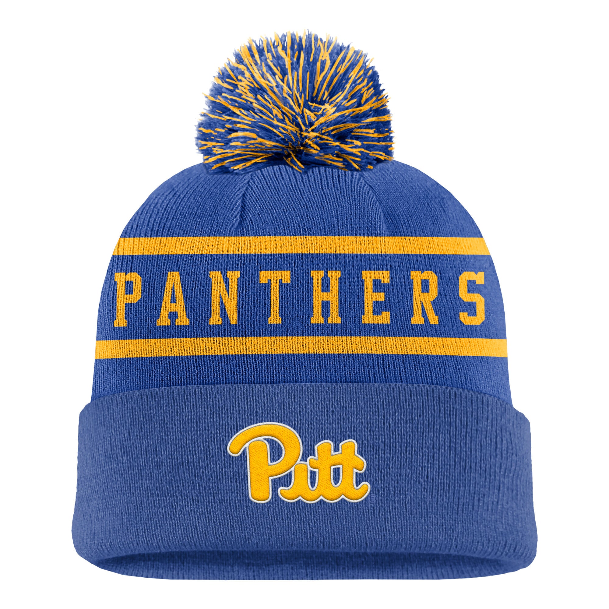 Men's Nike Royal Pitt Panthers Peak Cuffed Knit Hat with Pom