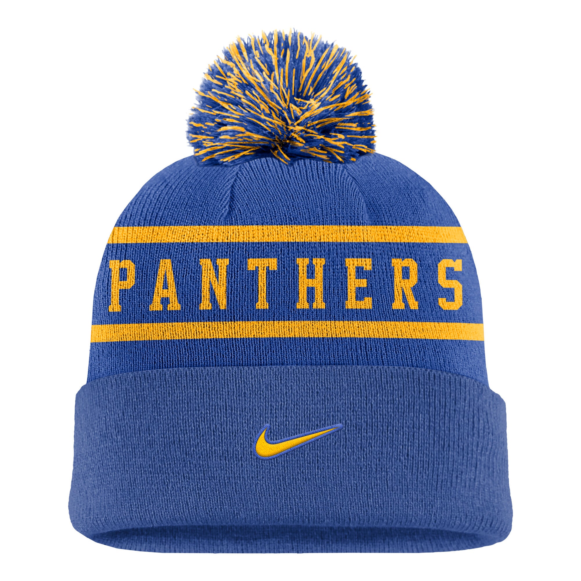 Men's Nike Royal Pitt Panthers Peak Cuffed Knit Hat with Pom