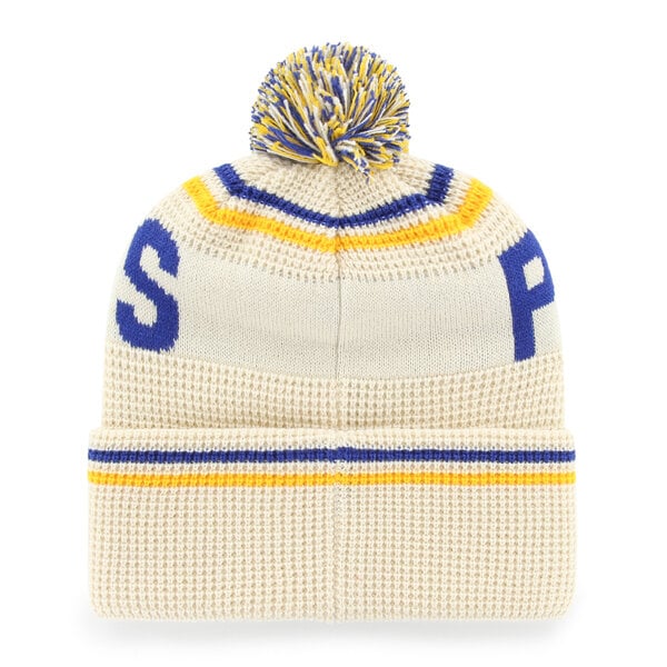 Bonnet unisexe '47 crème Pitt Panthers Quattrle en maille gaufrée à revers avec pompon