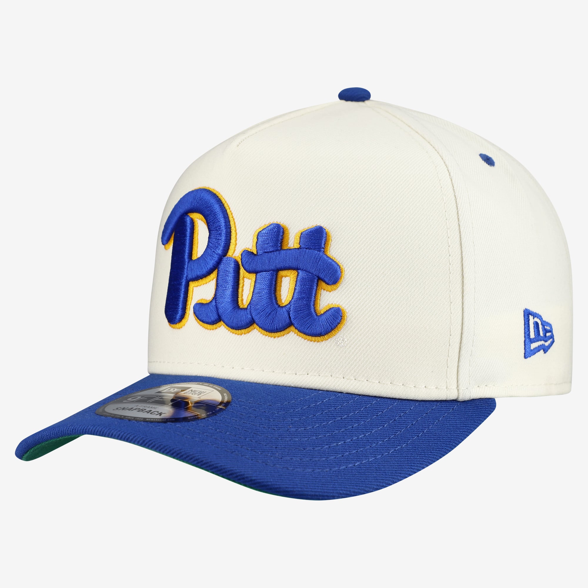 Casquette unisexe New Era Pitt Panthers 9FIFTY A-Frame Snapback, bleu roi/blanc