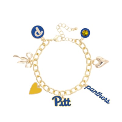 Pitt Panthers CANVAS Style Women's 18K Gold-Plated Chain Link Charm Bracelet