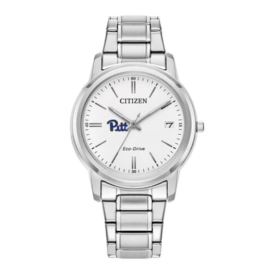 Pitt Panthers Citizen Watch Women's Eco-Drive White Dial Stainless Steel Watch - Silver