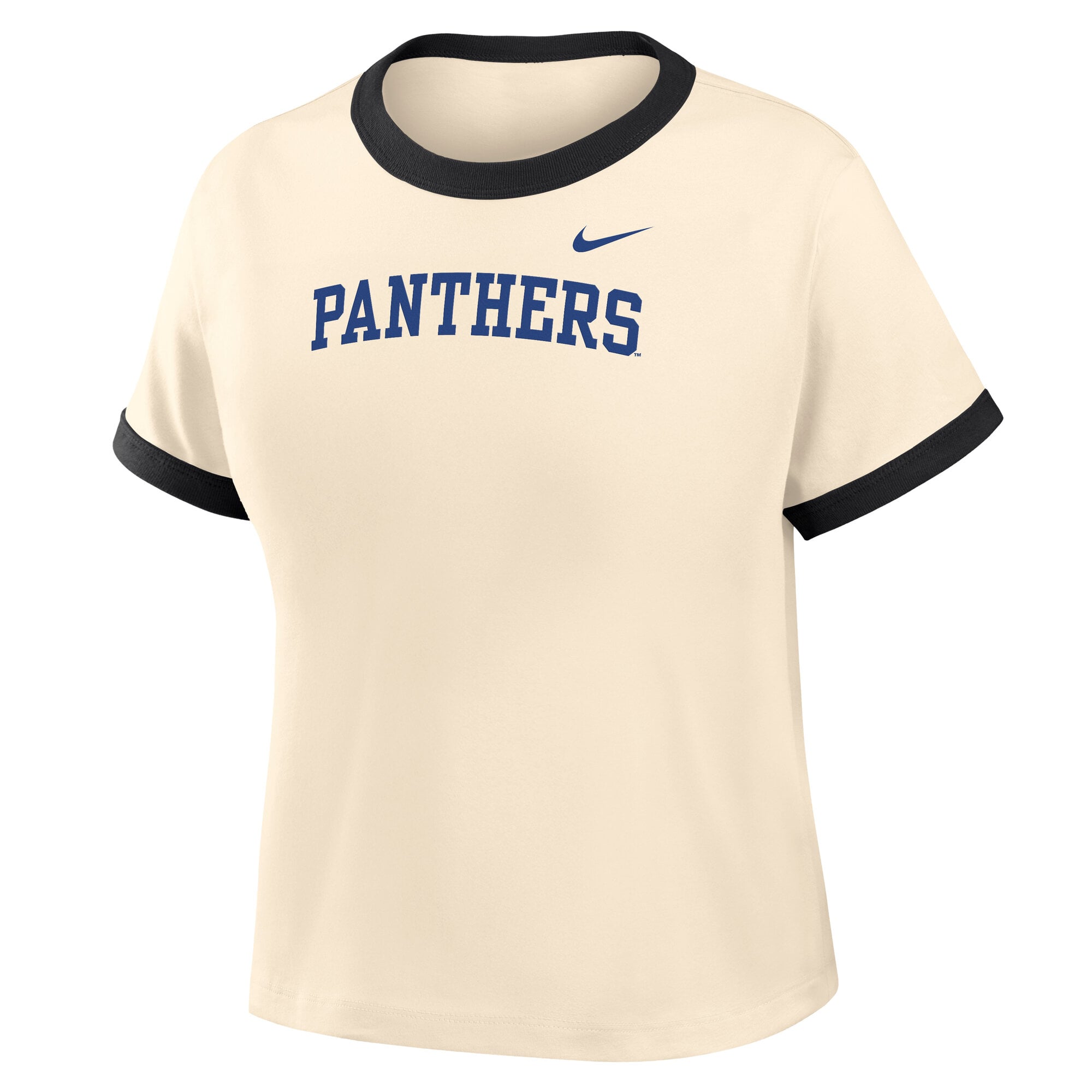 Women's Nike Natural Pitt Panthers Ringer Mod Cropped T-Shirt