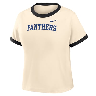 Pitt Panthers Nike Women's Ringer Mod Cropped T-Shirt - Natural