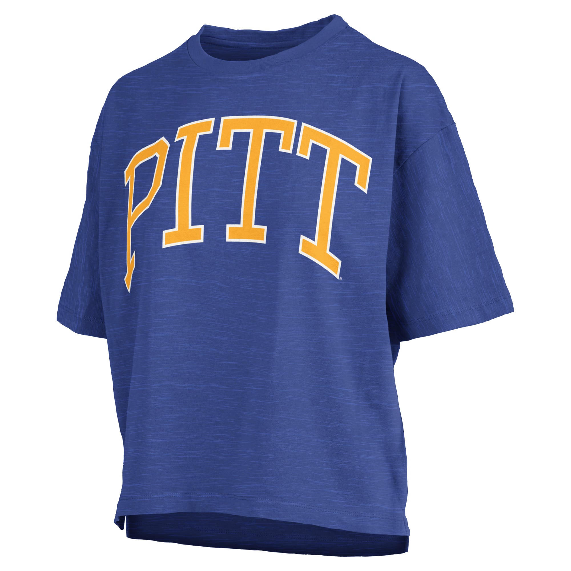 Women's Pressbox Royal Pitt Panthers Oversized Nelson Arch Over Logo Slub T-Shirt
