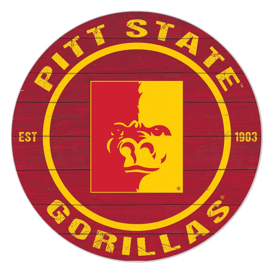 Pitt State Lettering Pittsburg State Gorillas 20'' x 20'' Indoor/Outdoor Team Color Circle Sign