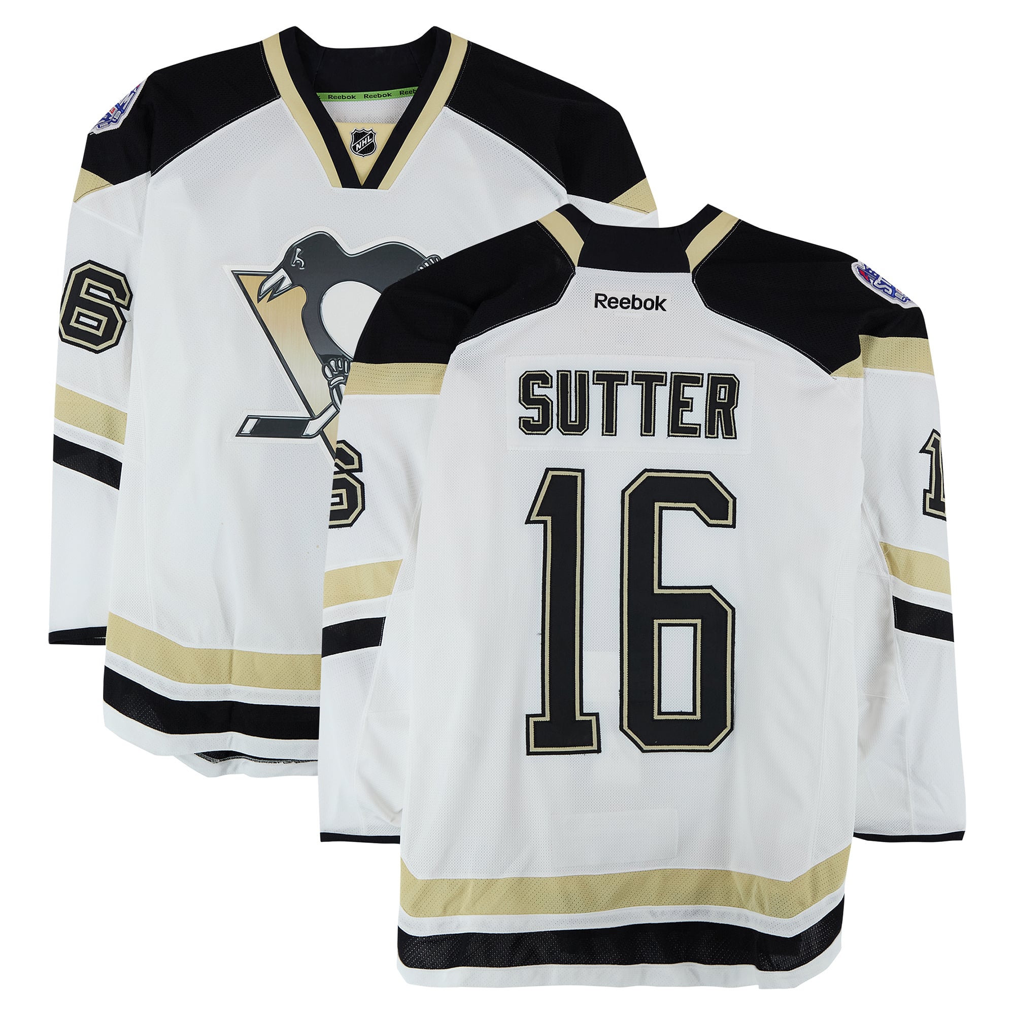Brandon Sutter Pittsburgh Penguins Practice-Used #16 White Jersey vs. Chicago Blackhawks on March 1, 2014 - Worn During Warm-Ups