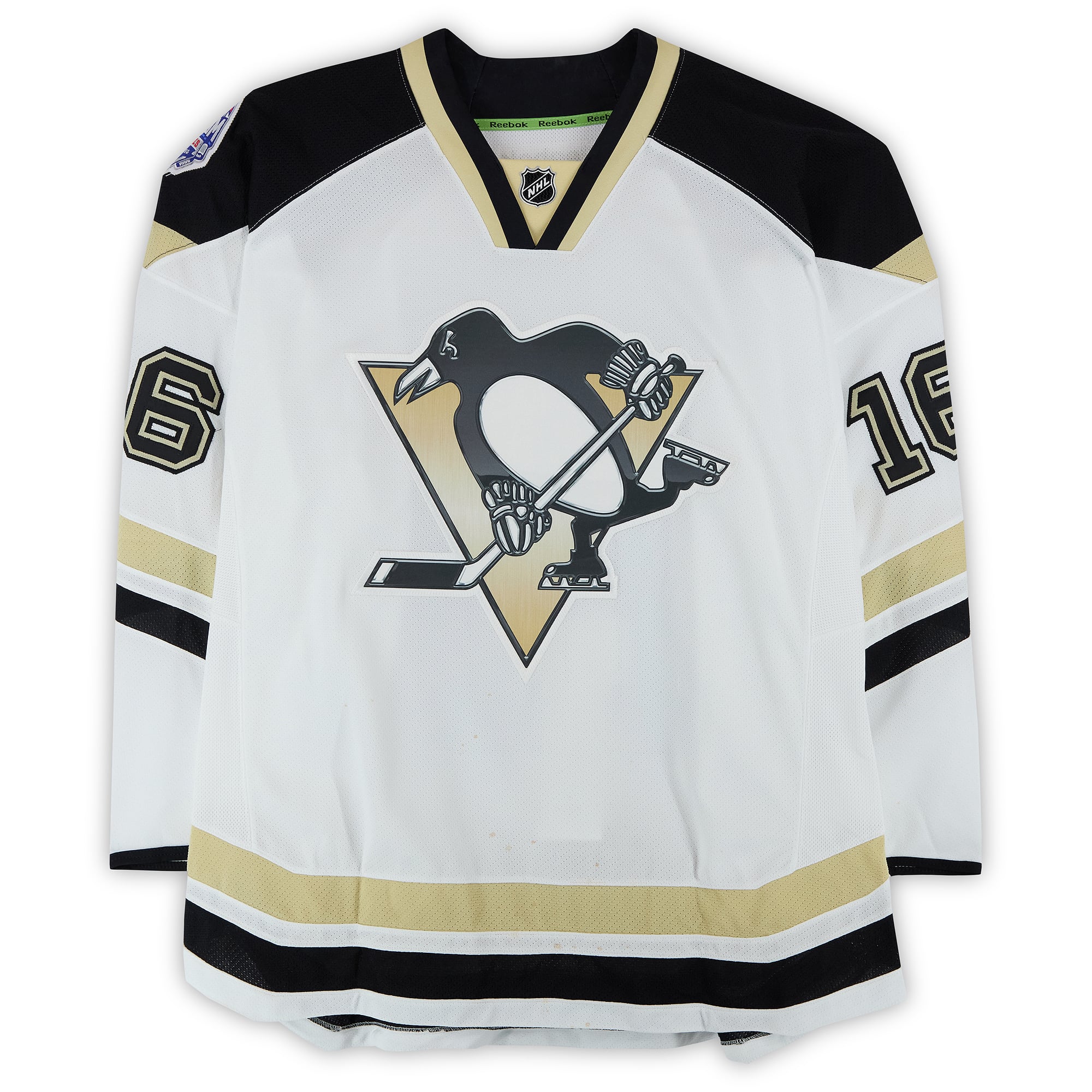 Brandon Sutter Pittsburgh Penguins Practice-Used #16 White Jersey vs. Chicago Blackhawks on March 1, 2014 - Worn During Warm-Ups