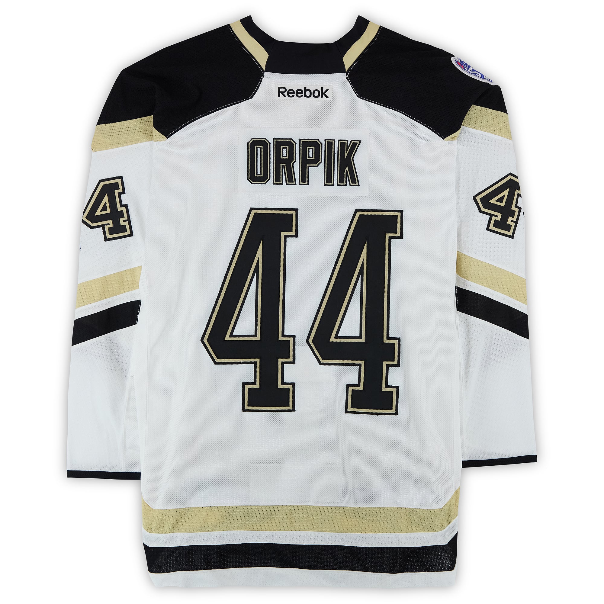 Brooks Orpik Pittsburgh Penguins Practice-Used #44 White Jersey vs. Chicago Blackhawks on March 1, 2014 - Worn During Warm-Ups
