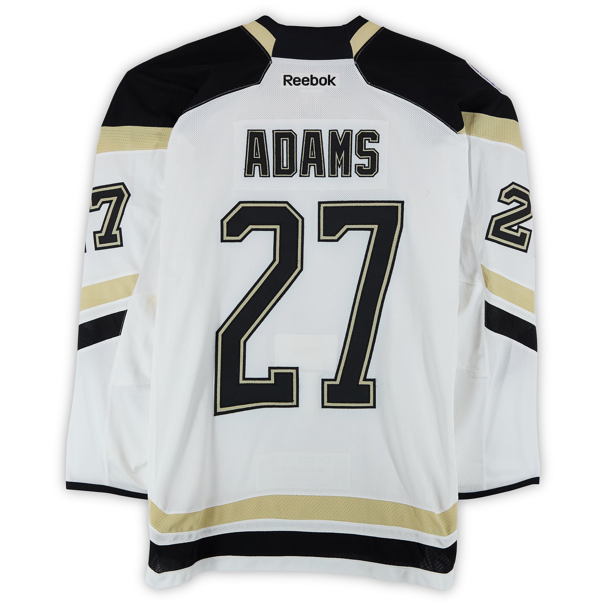 Craig Adams Pittsburgh Penguins Practice-Used #27 White Jersey vs. Chicago Blackhawks on March 1, 2014 - Worn During Warm-Ups