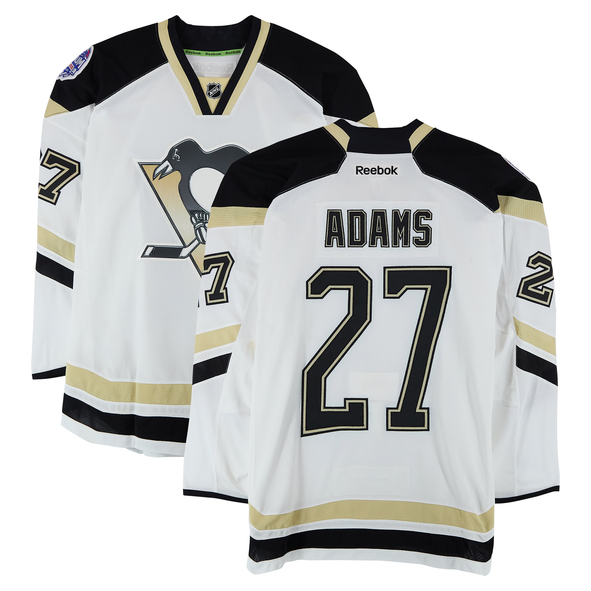 Craig Adams Pittsburgh Penguins Practice-Used #27 White Jersey vs. Chicago Blackhawks on March 1, 2014 - Worn During Warm-Ups