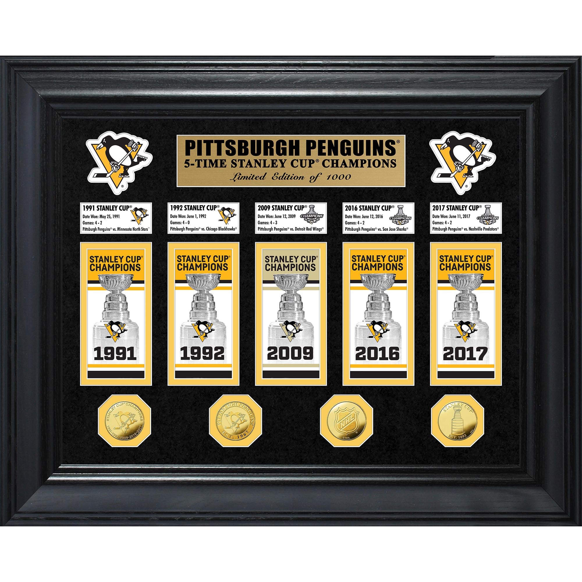 Highland Mint Pittsburgh Penguins 5-Time Stanley Cup Champions 18