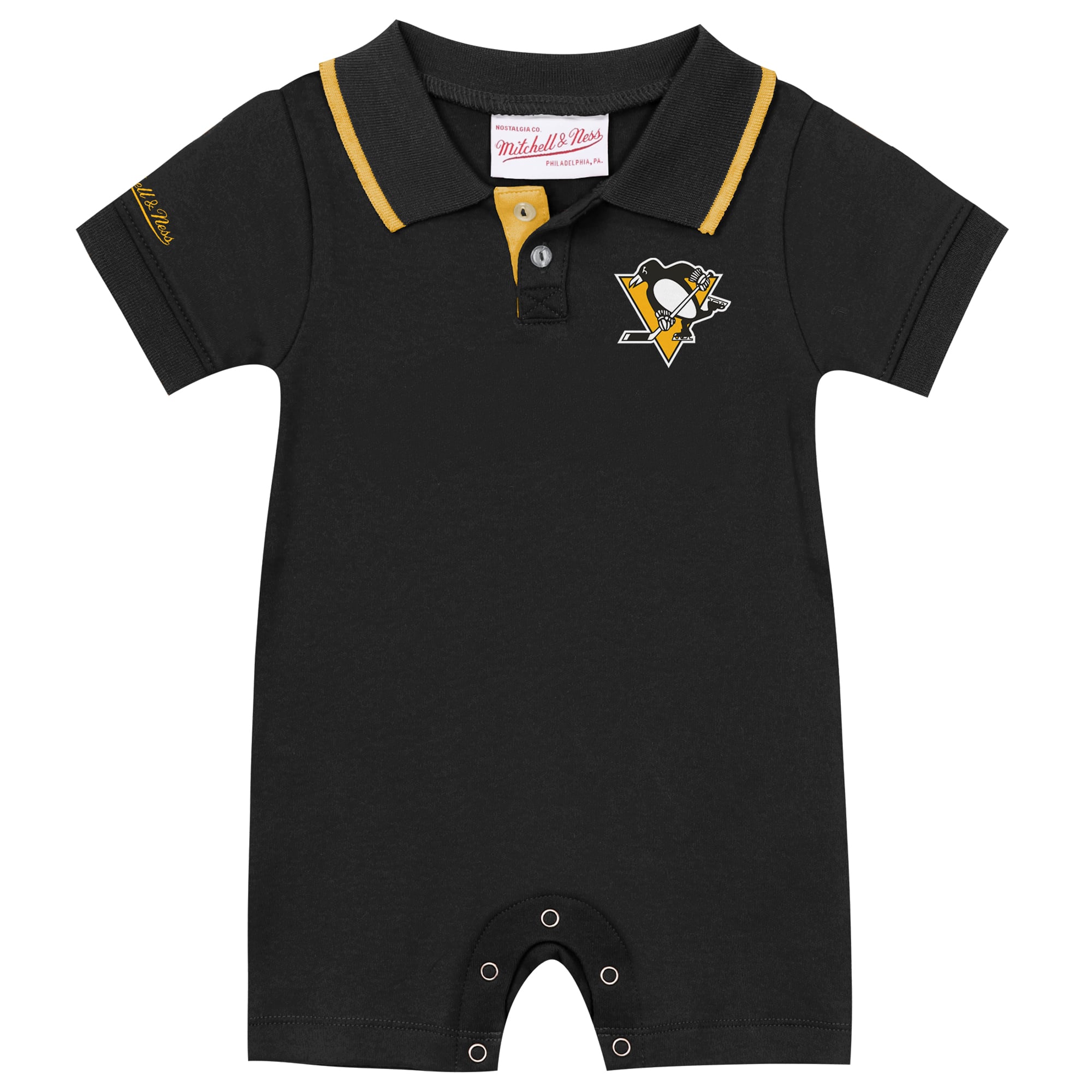 Grenouillère de rugby rétro Mitchell & Ness Mario Lemieux noire Pittsburgh Penguins pour bébé