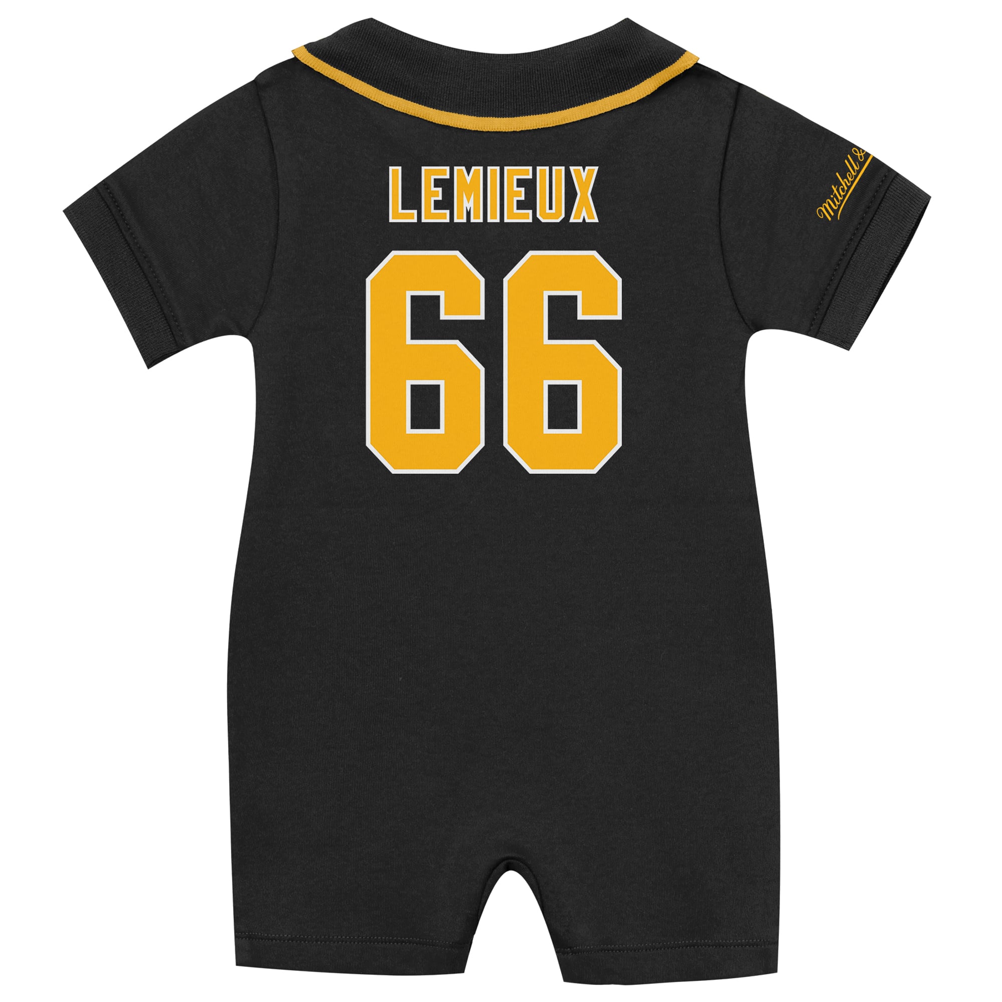 Grenouillère de rugby rétro Mitchell & Ness Mario Lemieux noire Pittsburgh Penguins pour bébé