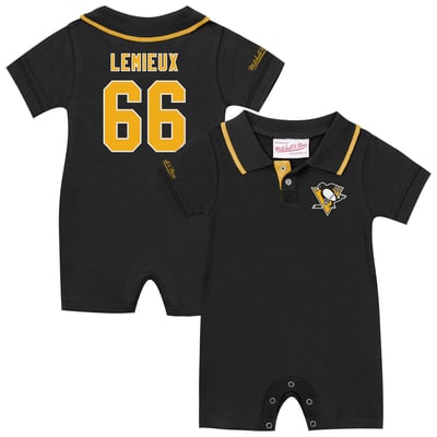 Combinaison de rugby rétro pour bébé Mario Lemieux, Pittsburgh Penguins, Mitchell & Ness - Noire