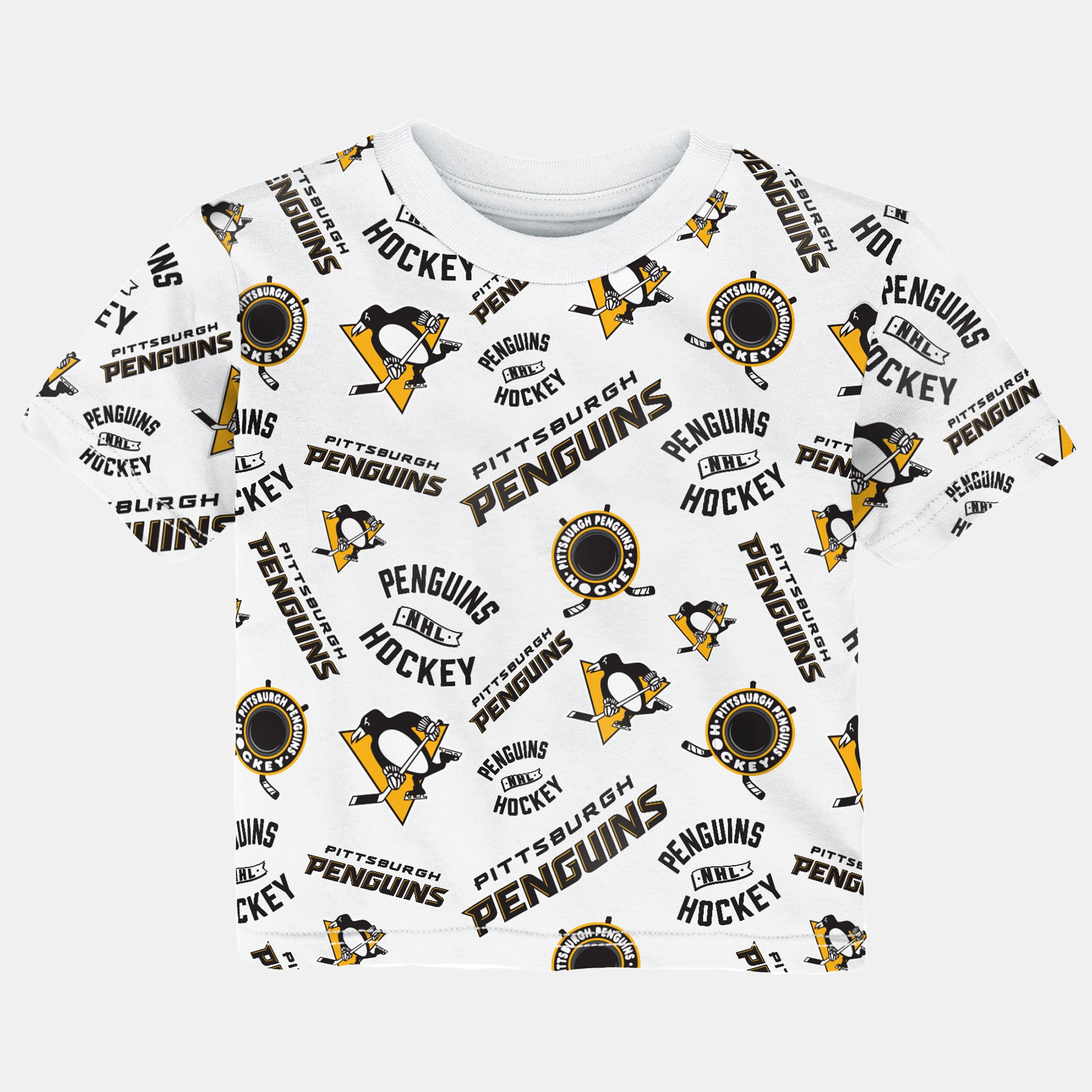 T-shirt blanc à imprimé intégral des Penguins de Pittsburgh pour bébé Outerstuff