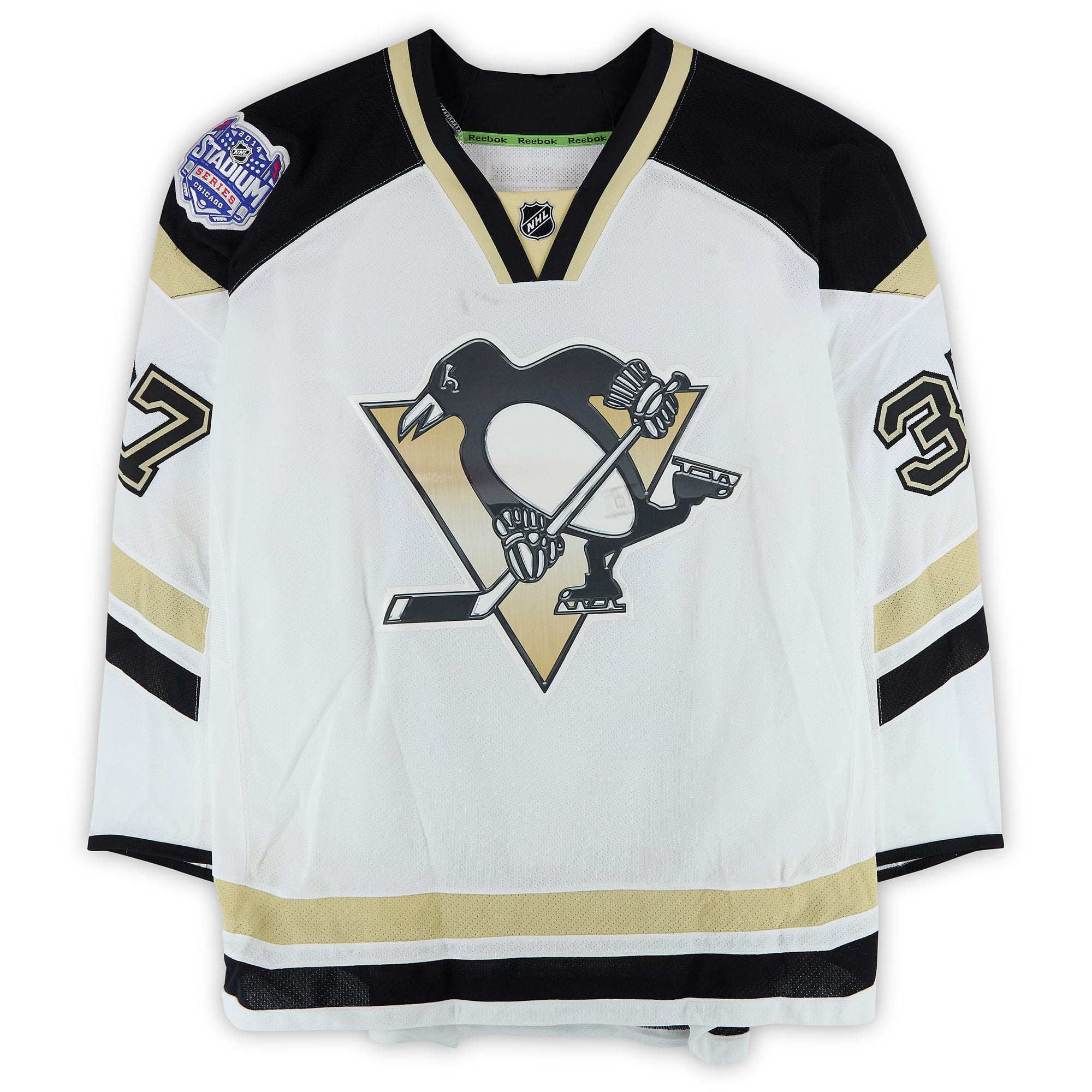 Jeff Zatkoff Pittsburgh Penguins Player-Issued #37 White Jersey vs. Chicago Blackhawks on March 1, 2014