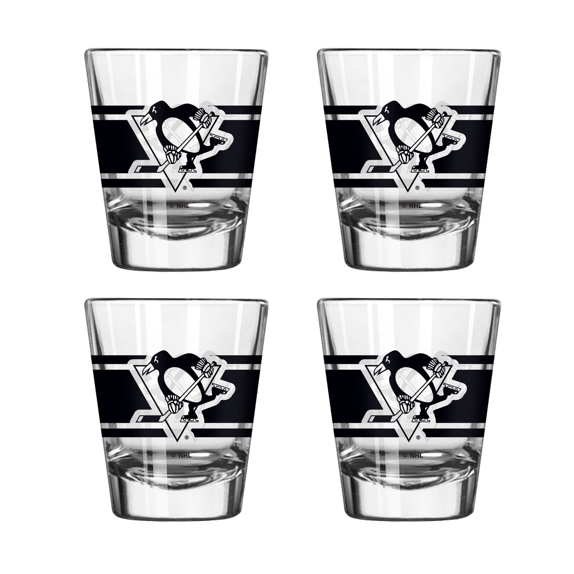 Ensemble de quatre verres à liqueur rayés Logo Brands Pittsburgh Penguins