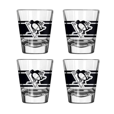 Pittsburgh Penguins Logo Brands Four-Piece Stripe Shot Glass Set