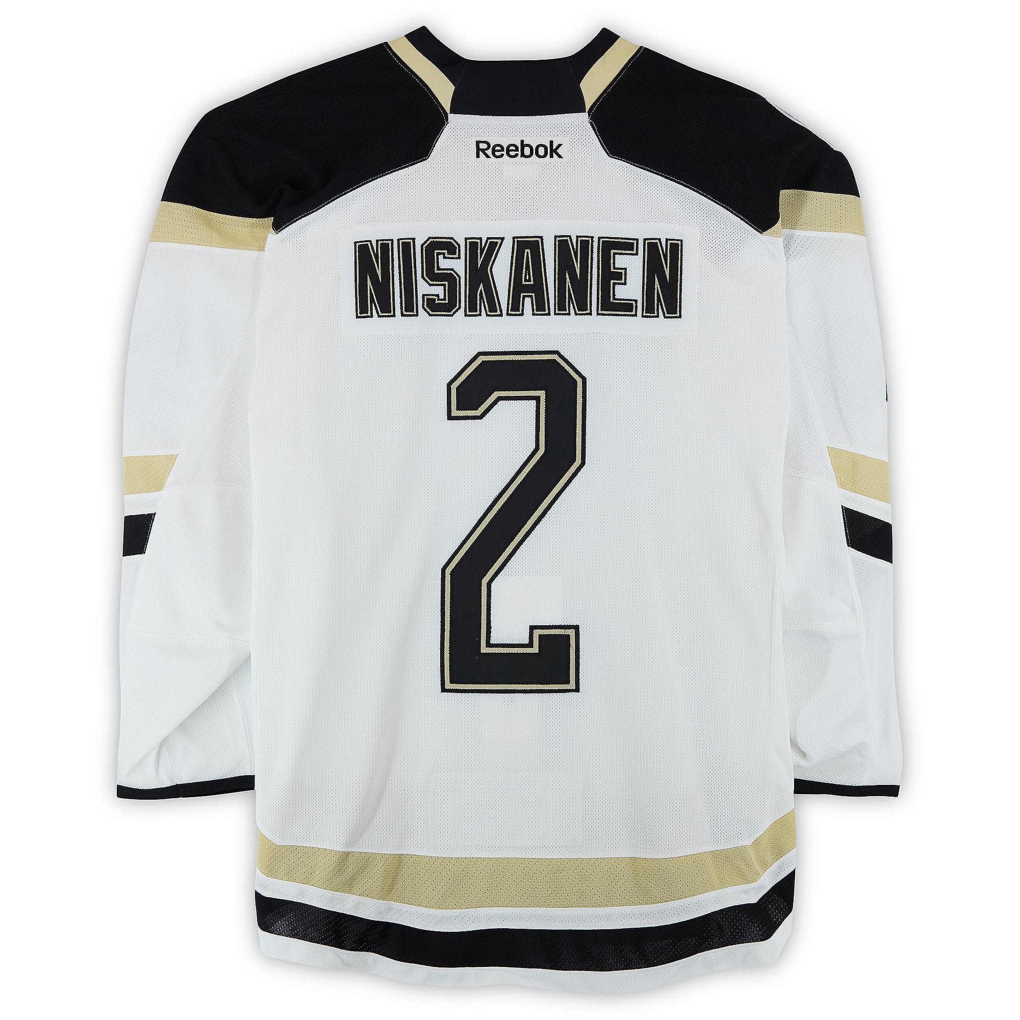 Matt Niskanen Pittsburgh Penguins Practice-Used #2 White Jersey vs. Chicago Blackhawks on March 1, 2014 - Worn During Warm-Ups