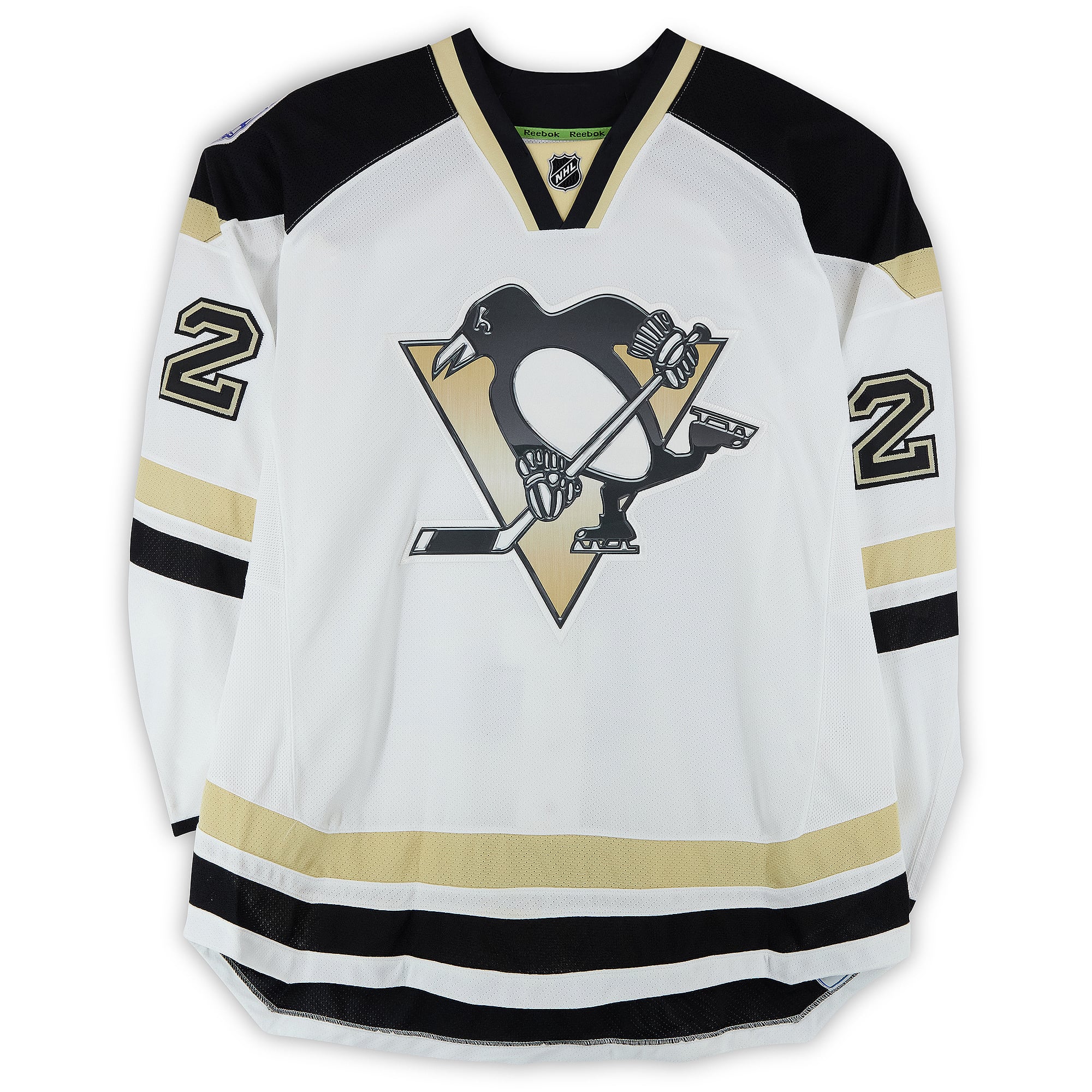 Matt Niskanen Pittsburgh Penguins Practice-Used #2 White Jersey vs. Chicago Blackhawks on March 1, 2014 - Worn During Warm-Ups