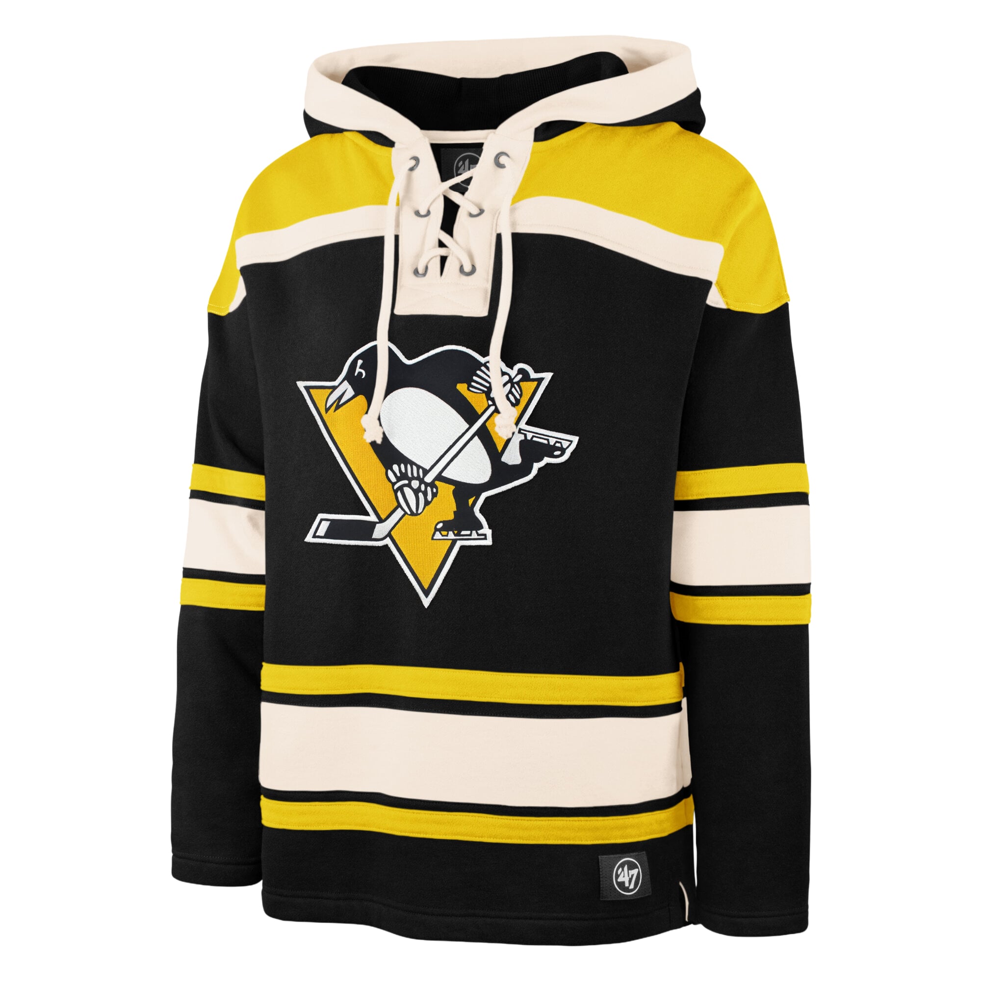 Men's '47  Black Pittsburgh Penguins Superior Lacer Hoodie