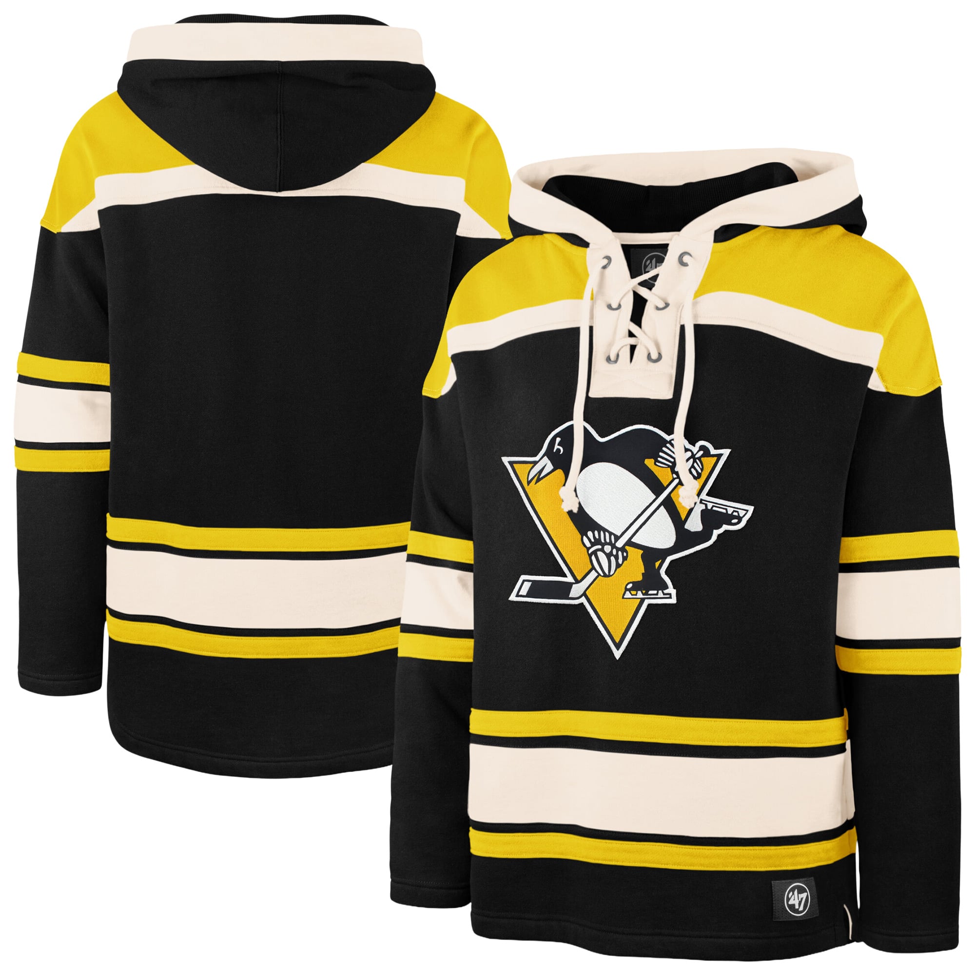 Men's '47 Black Pittsburgh Penguins Superior Lacer Hoodie