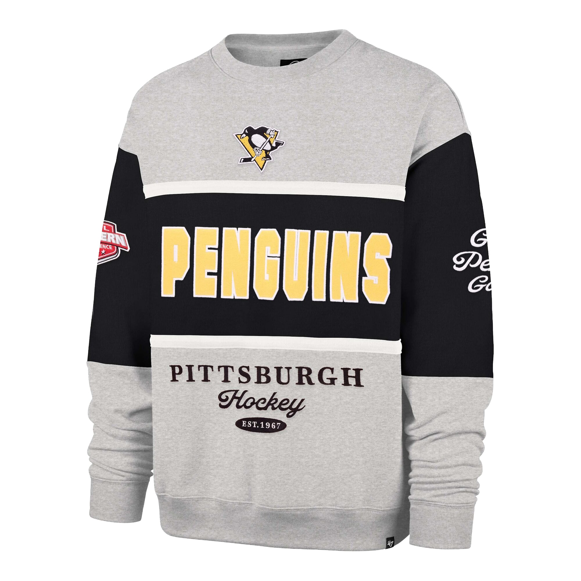 Sweat-shirt à col rond gris Pittsburgh Penguins automne Maximilist pour homme « 47 »