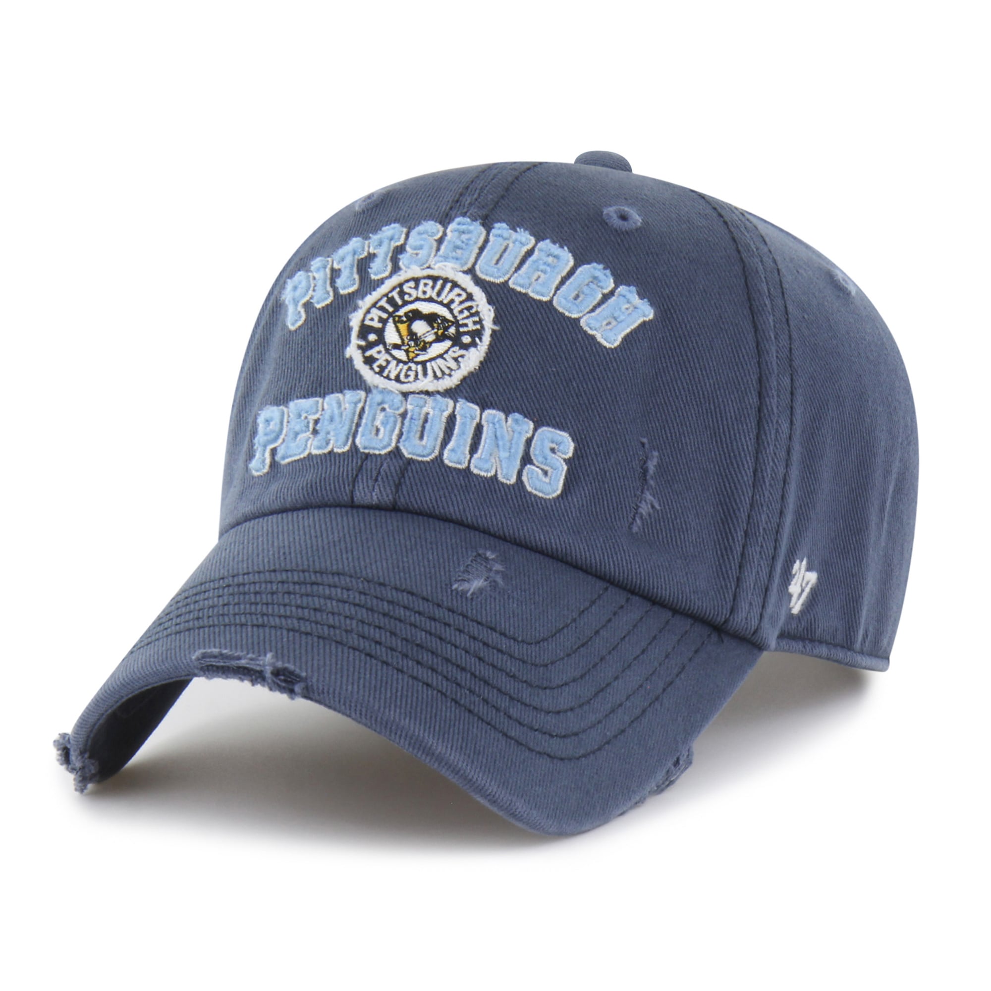 Casquette ajustable Pittsburgh Penguins Seymoore bleu marine « 47 » avec application vieillie