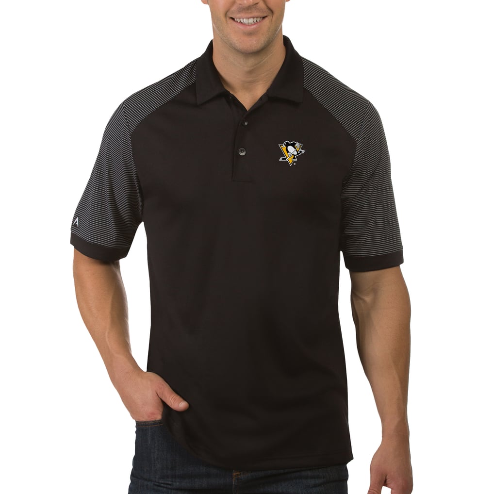 Men's Pittsburgh Penguins Antigua Black/White Engage Polo